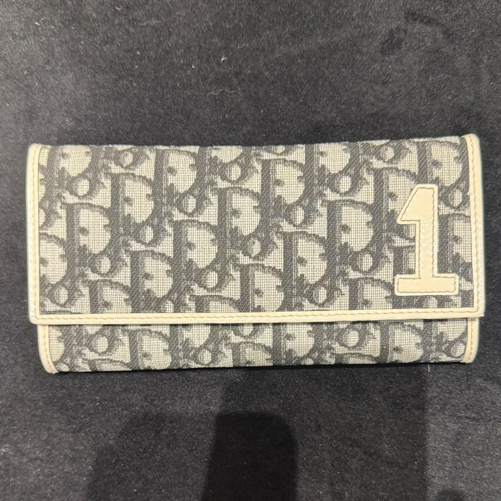 Genuine Dior Gray Monogram Wallet with Number Detail EXCELLENT condition
